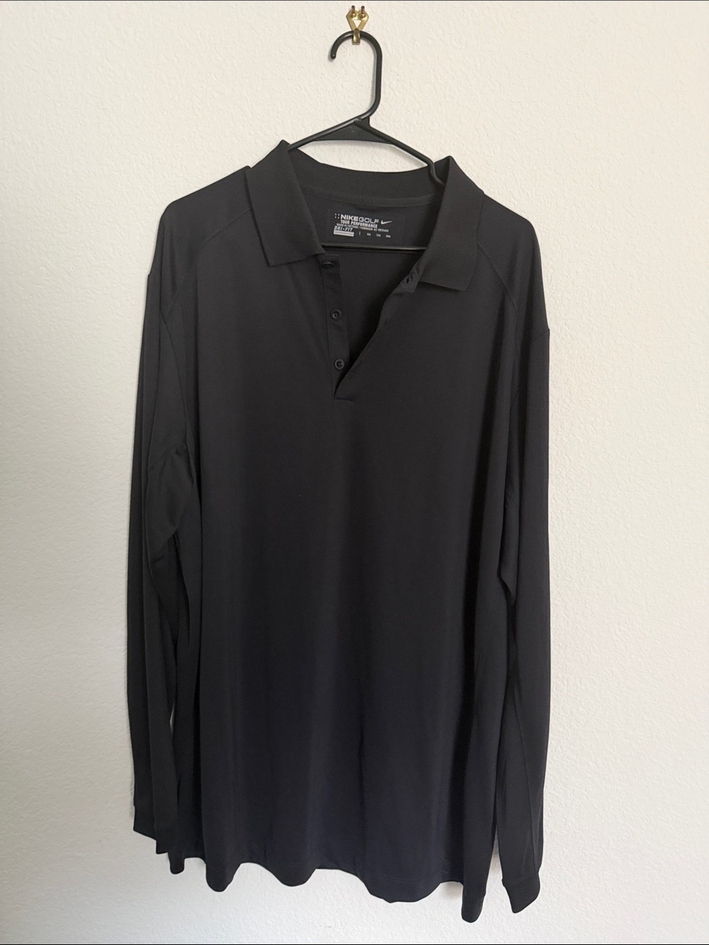 Nike Dri fit tour performance long sleeve golf shirt black XXL